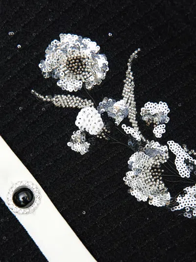 Self-portrait Back Crepe Mini Dress With Pink Faux Fur Hem In Black