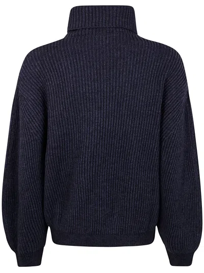 Semicouture Turtleneck Long-sleeved Sweater In Blue
