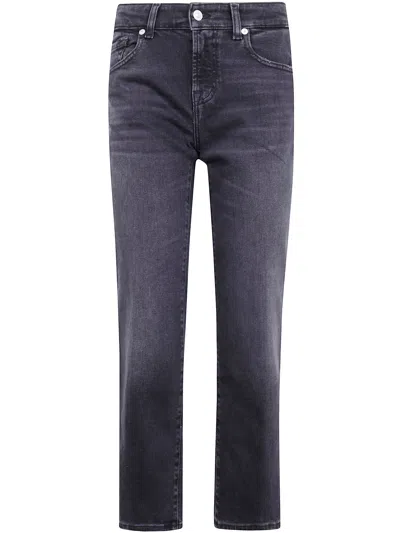 Seven For All Mankind "calie" Straight Ankle Jeans In Black