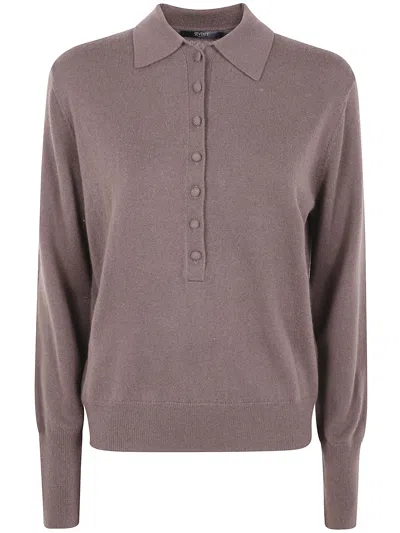 Seventy Button-placket Long-sleeves Polo Top In Brown
