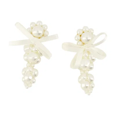 Simone Rocha Petit Bow Detail Cluster Earrings In Brown