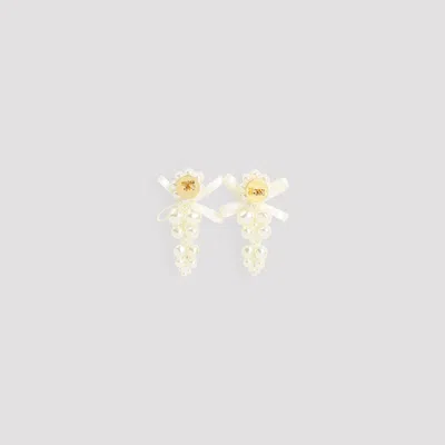 Simone Rocha Petit Bow Detail Cluster Earrings In Brown