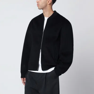 Soft Goat Black Wool And Cashmere Zip Cardigan