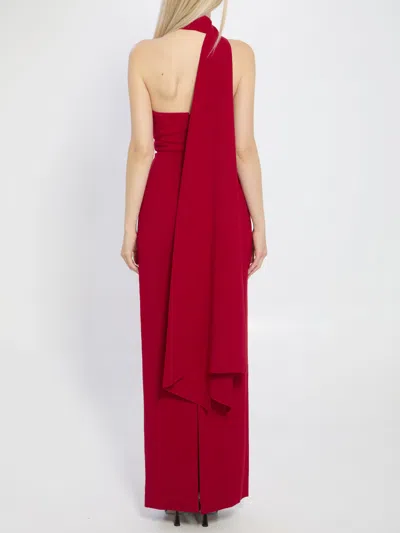 Solace London Demi Red Long Dress With One-shoulder Design And Back Slit In Fabric Woman In Red