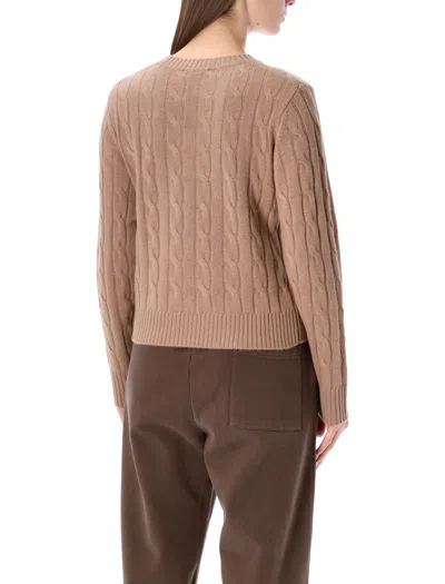 Sporty And Rich Sporty & Rich Sporty & Rich Cropped Cable-knit Cashmere Sweater Camel In Brown