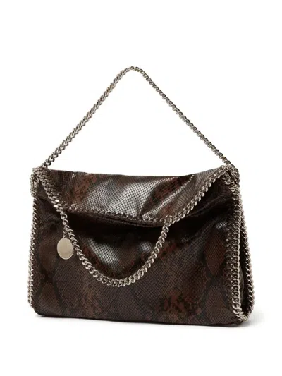 Stella Mccartney Folded Falabella Tote Bag With Snakeskin Effect In Brown
