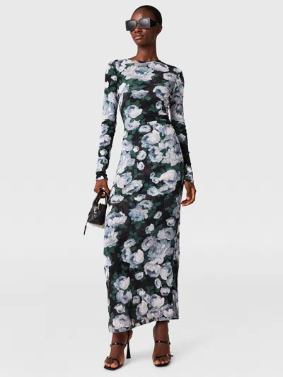 Stella Mccartney Floral Long-sleeve Mesh Midi Dress In Multi