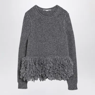 Stella Mccartney Grey Wool Sweater With Feather Insert In Gray