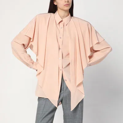 Stella Mccartney Ruffled Silk Long-sleeved Shirt In Pink