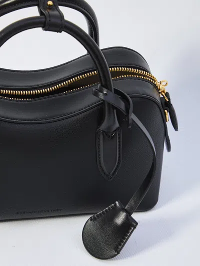 Stella Mccartney Ryder Black Small Handbag With Two Top Handles And Front Padlock Detail With Logo In Ecoleather Woma In Black