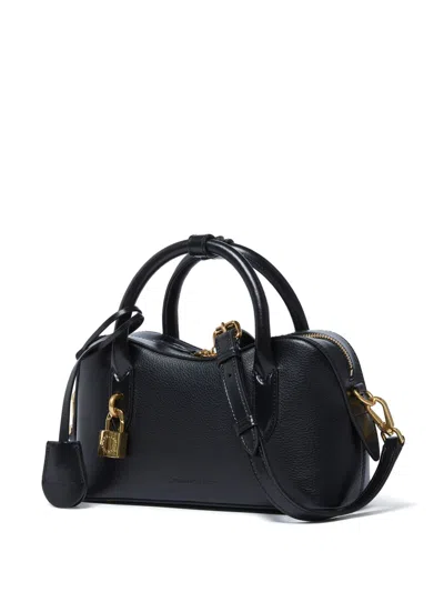 Stella Mccartney Ryder Black Small Handbag With Two Top Handles And Front Padlock Detail With Logo In Ecoleather Woma In Black