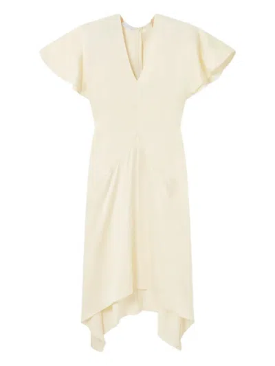 Stella Mccartney Layered Lace-trimmed Silk Crepe De Chine Midi Dress In White
