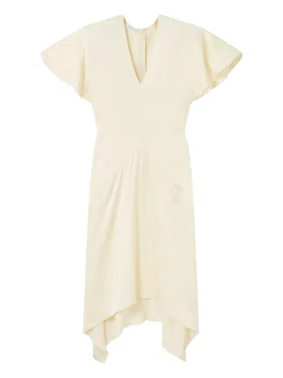 Stella Mccartney Layered Lace-trimmed Silk Crepe De Chine Midi Dress In White