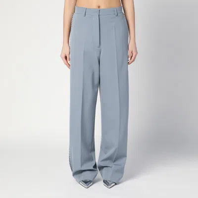 Stella Mccartney Wide-leg Light Grey Falabella Pants With Chain In Multi