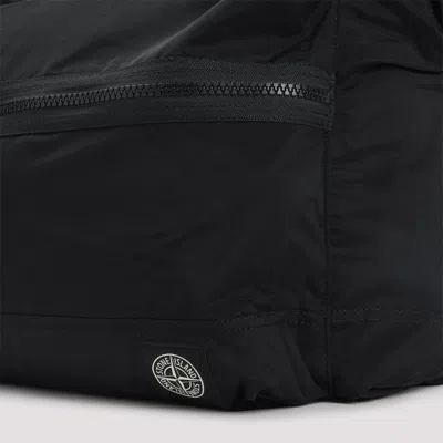 Stone Island Backpack Adjustable Straps Front Zip Pocket Top Handle In Black