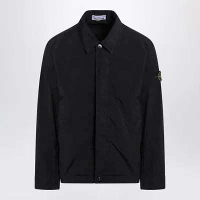 Stone Island Collared Design Stretch Polyester Jacket In Black