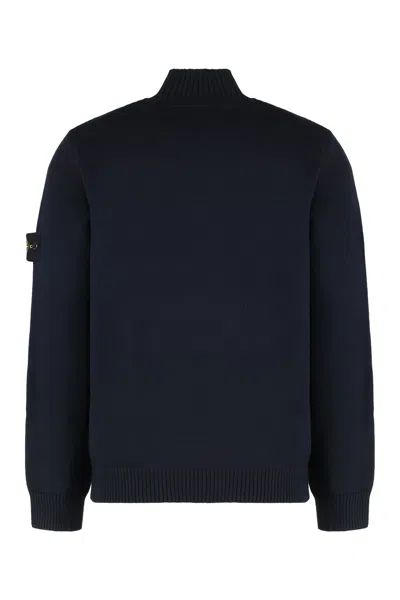 Stone Island Turtleneck Sweater In Cotton In Blue