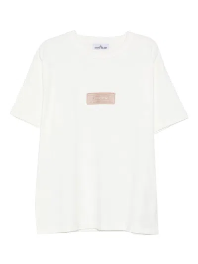 Stone Island Raw Beauty Recycled Cotton Archive Print T-shirt In White