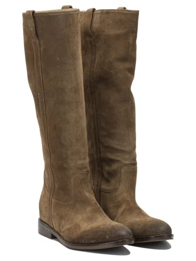 Strategia Caramel Wash Leather Boots In Brown