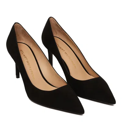 Stuart Weitzman Stuart Suede Point-toe Pumps In Black
