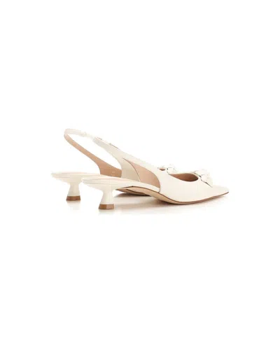 Stuart Weitzman Rosie 35 Leather Slingback Heels In White