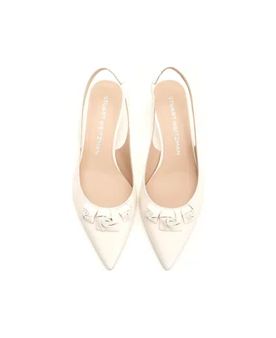 Stuart Weitzman Rosie 35 Leather Slingback Heels In White