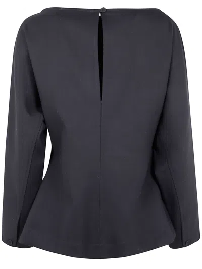 Studio Nicholson Long Sleeve Top Boat Neck Detail In Gray