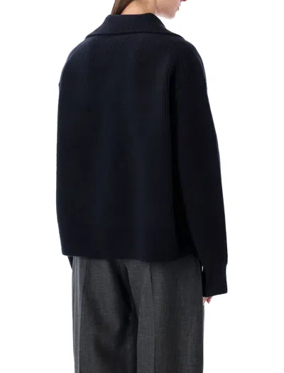 Studio Nicholson Nash Extrafine Merino Wool Polo Knit In Black