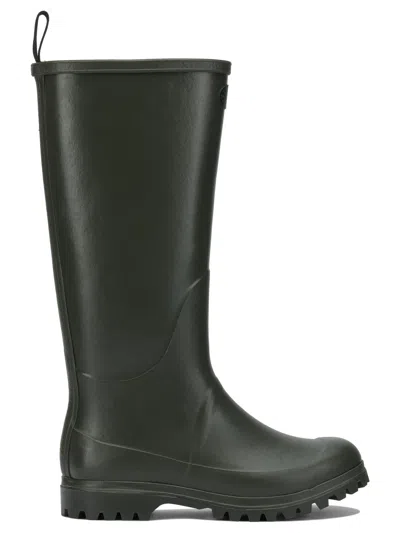 Superga Green Rubber Cotton Lined Boots In Animal Print