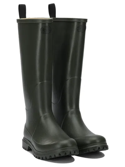 Superga Green Rubber Cotton Lined Boots In Animal Print