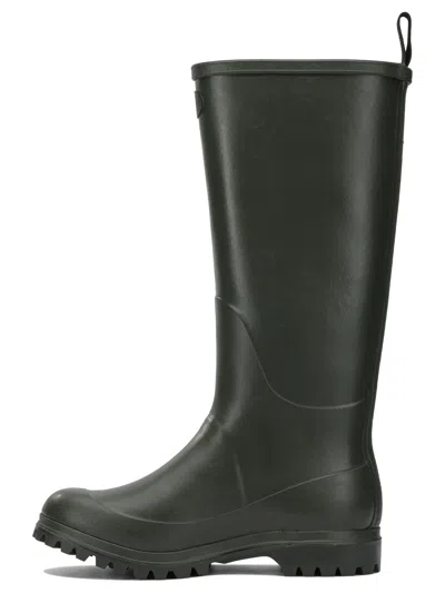 Superga Green Rubber Cotton Lined Boots In Animal Print