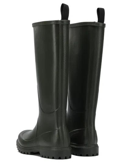 Superga Green Rubber Cotton Lined Boots In Animal Print