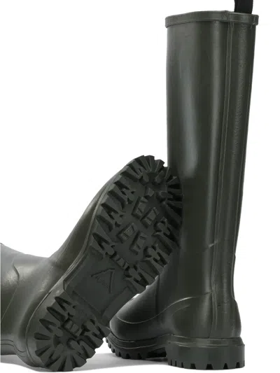 Superga Green Rubber Cotton Lined Boots In Animal Print