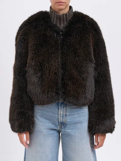 Sword 6.6.44 Sword Faux Fur Jacket In Brown