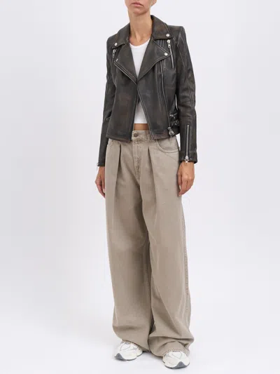 Sword 6.6.44 Sword Leather Biker Jacket In Brown