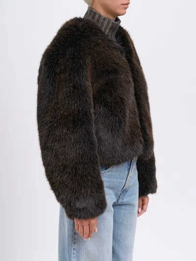 Sword 6.6.44 Sword Faux Fur Jacket In Brown