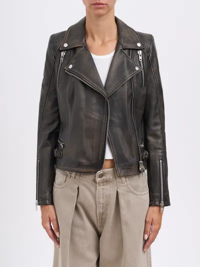 Sword 6.6.44 Sword Leather Biker Jacket In Brown
