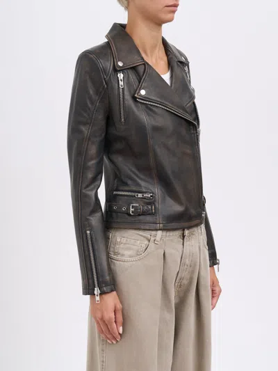 Sword 6.6.44 Sword Leather Biker Jacket In Brown
