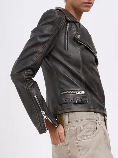 Sword 6.6.44 Sword Leather Biker Jacket In Brown
