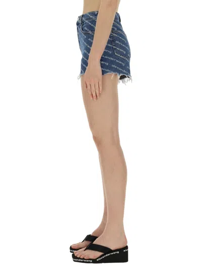 Alexander Wang T T By Alexander Wang Shorts In Denim In Blue