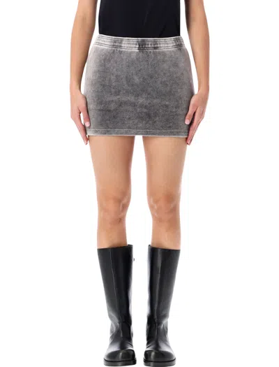 Alexander Wang T T By Alexander Wang Washed Grey Mid-rise Mini Skort With Embossed Logo In Gray