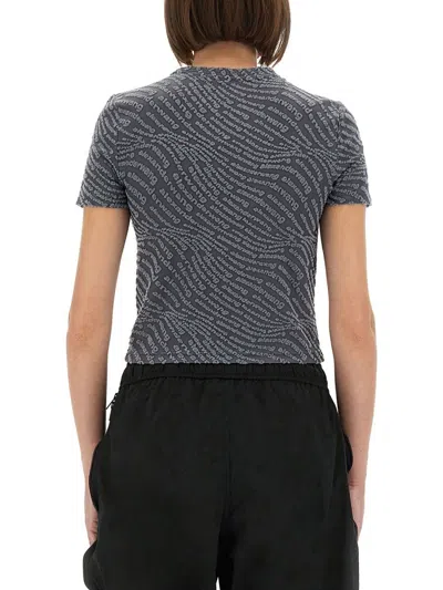 Alexander Wang T T By Alexander Wang Fitted T-shirt With All-over Logo Print In Blue