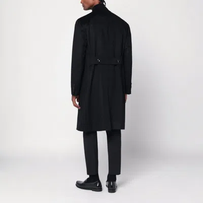 Tagliatore Double-breasted Black Wool Coat In Black
