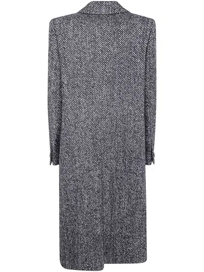 Tagliatore Herringbone Pattern Long Sleeve Coat In Gray