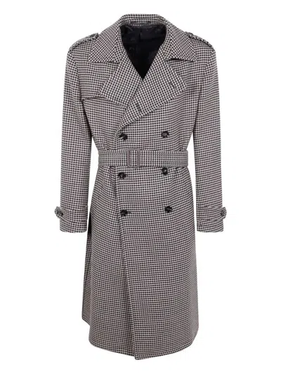 Tagliatore "born" Men`s Trench Coat In Gray