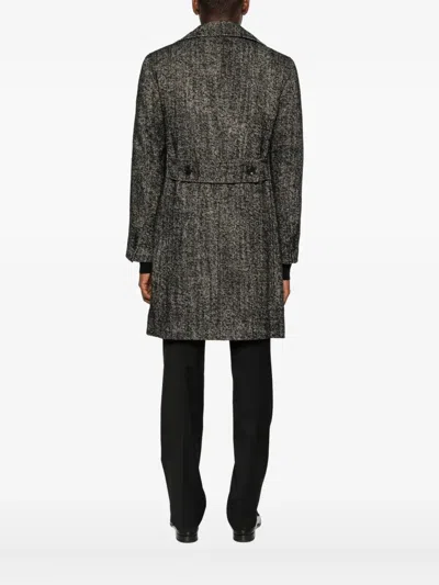 Tagliatore Long Sleeve Coat Notched Lapels Pockets In Green