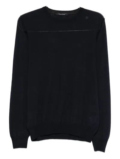 Tagliatore Fitted Crew Neck Long Sleeve Pullover In Black
