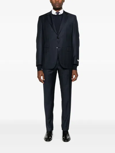 Tagliatore Fitted Crew Neck Long Sleeve Pullover In Black