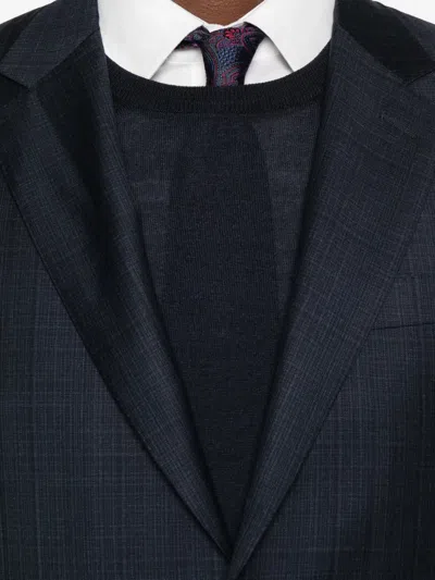 Tagliatore Fitted Crew Neck Long Sleeve Pullover In Black