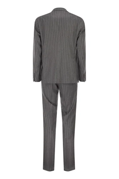 Tagliatore Double-breasted Suit In Superfine Virgin Wool In Gray